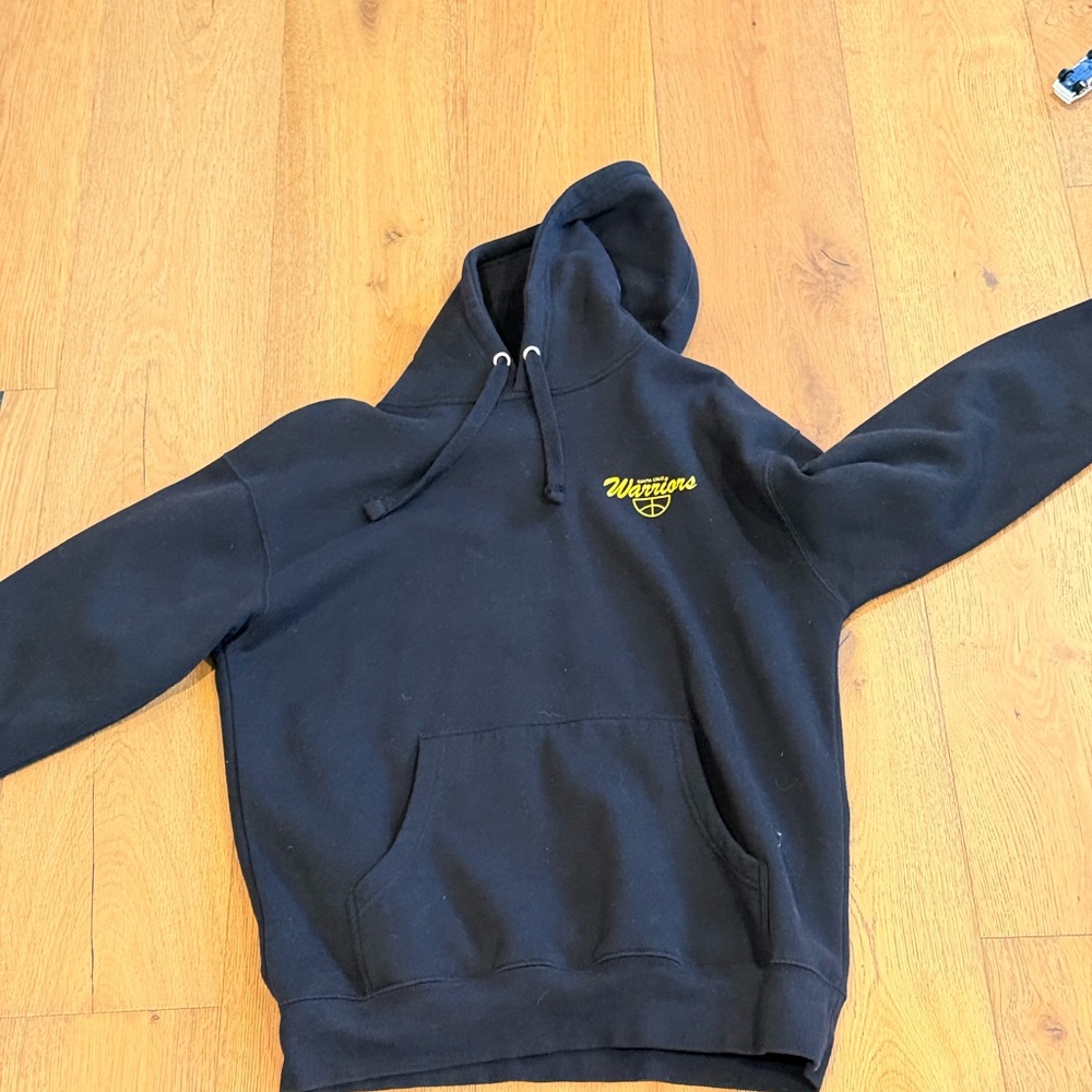 Black Hoodie with Yellow 'Warriors' Script